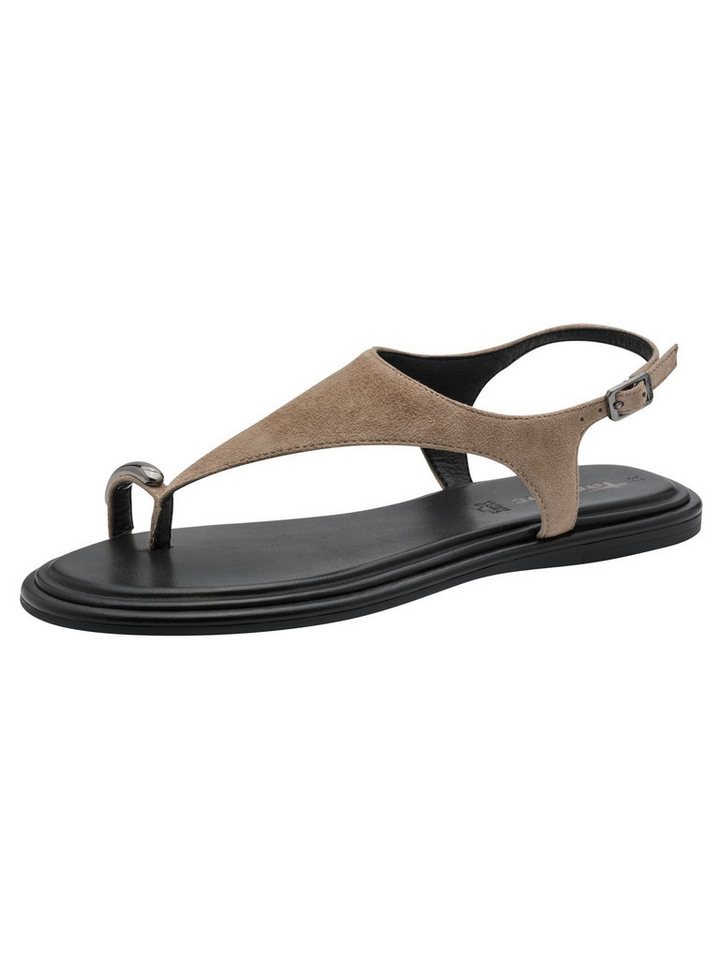 tamaris ANTIslide aus Leder kein Absatz 1-28142-46 Sandale ANTIslide (beige/braun)