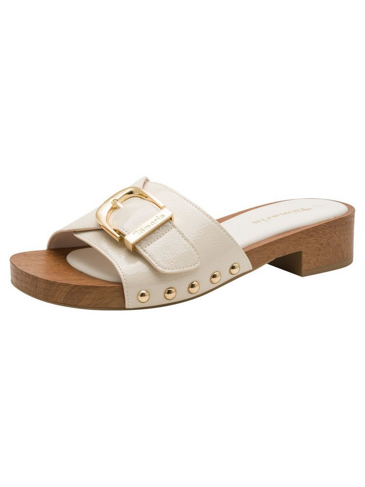 tamaris ANTIslide mit Schließe Keilabsatz 1-27315-46 Pantolette ANTIslide (beige/braun)