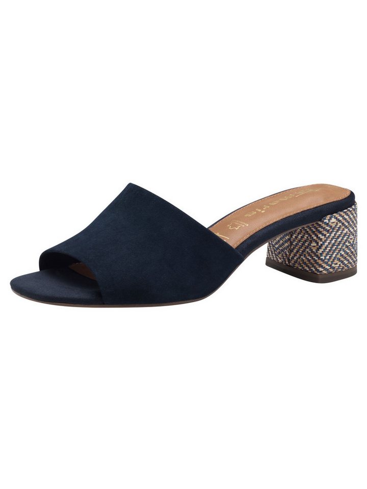 tamaris ANTIslide, TOUCH-IT aus Leder Blockabsatz Pantolette ANTIslide (blau/schwarz)