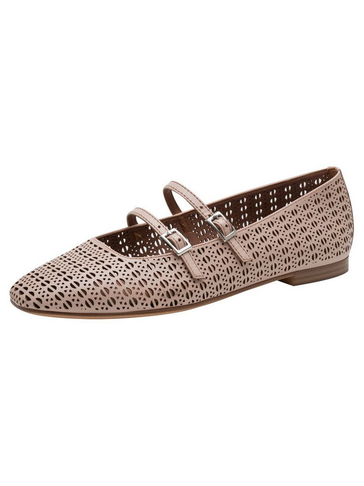 tamaris ANTIslide, TOUCH-IT aus Leder kein Absatz Riemchenballerina ANTIslide (beige/schwarz)