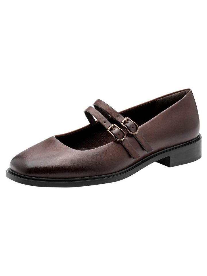 tamaris ANTIslide, TOUCH-IT aus Leder kein Absatz Riemchenballerina ANTIslide (braun/schwarz)