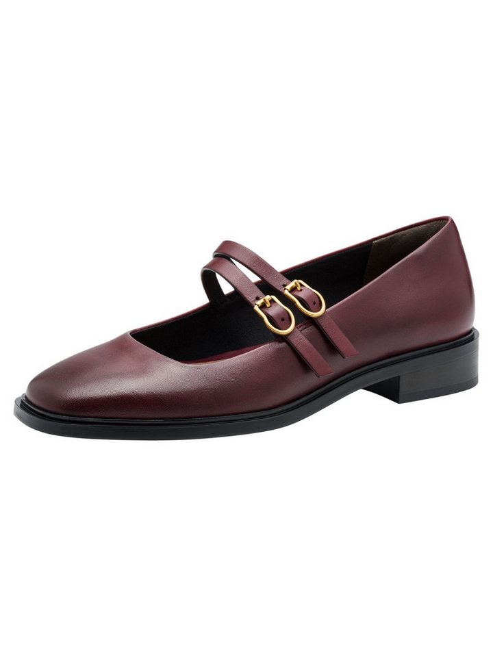tamaris ANTIslide, TOUCH-IT aus Leder kein Absatz Riemchenballerina ANTIslide (rot/schwarz)