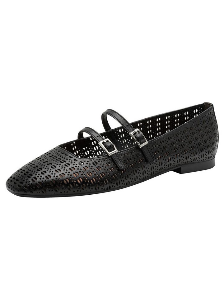 tamaris ANTIslide, TOUCH-IT aus Leder kein Absatz Riemchenballerina ANTIslide (schwarz)