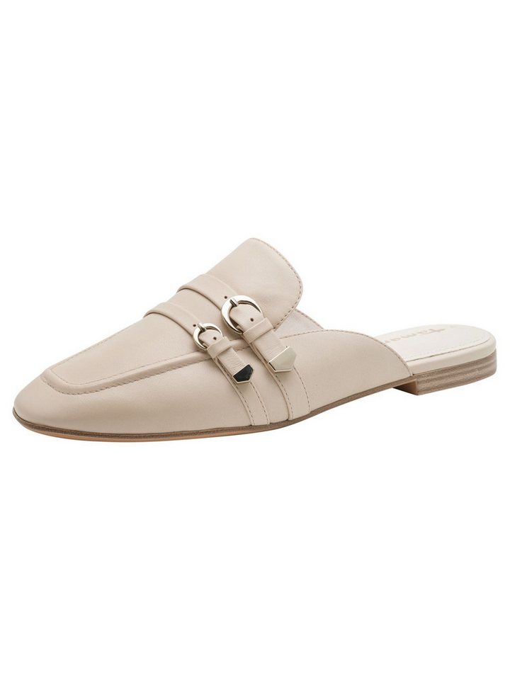 tamaris ANTIslide, TOUCH-IT aus Leder kein Absatz Sabot ANTIslide (beige/schwarz)
