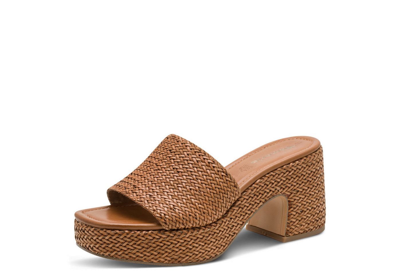 tamaris Pantolette Blockabsatz, Plateau, Sommerschuh in trendiger Flechtoptik