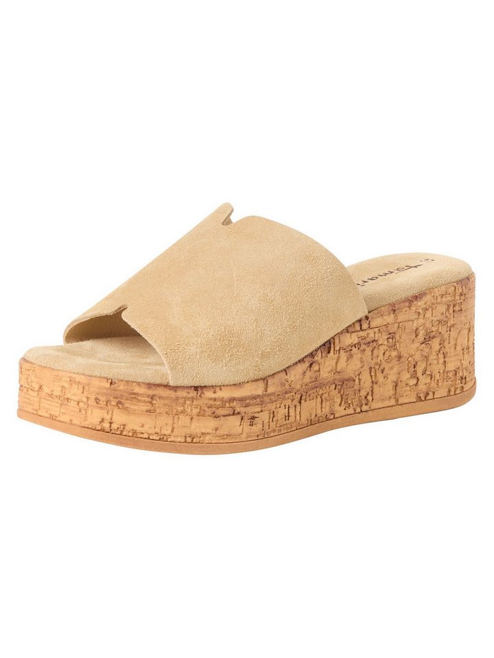 tamaris aus Leder Keilabsatz 1-27228-44 Keilpantolette (beige/braun)