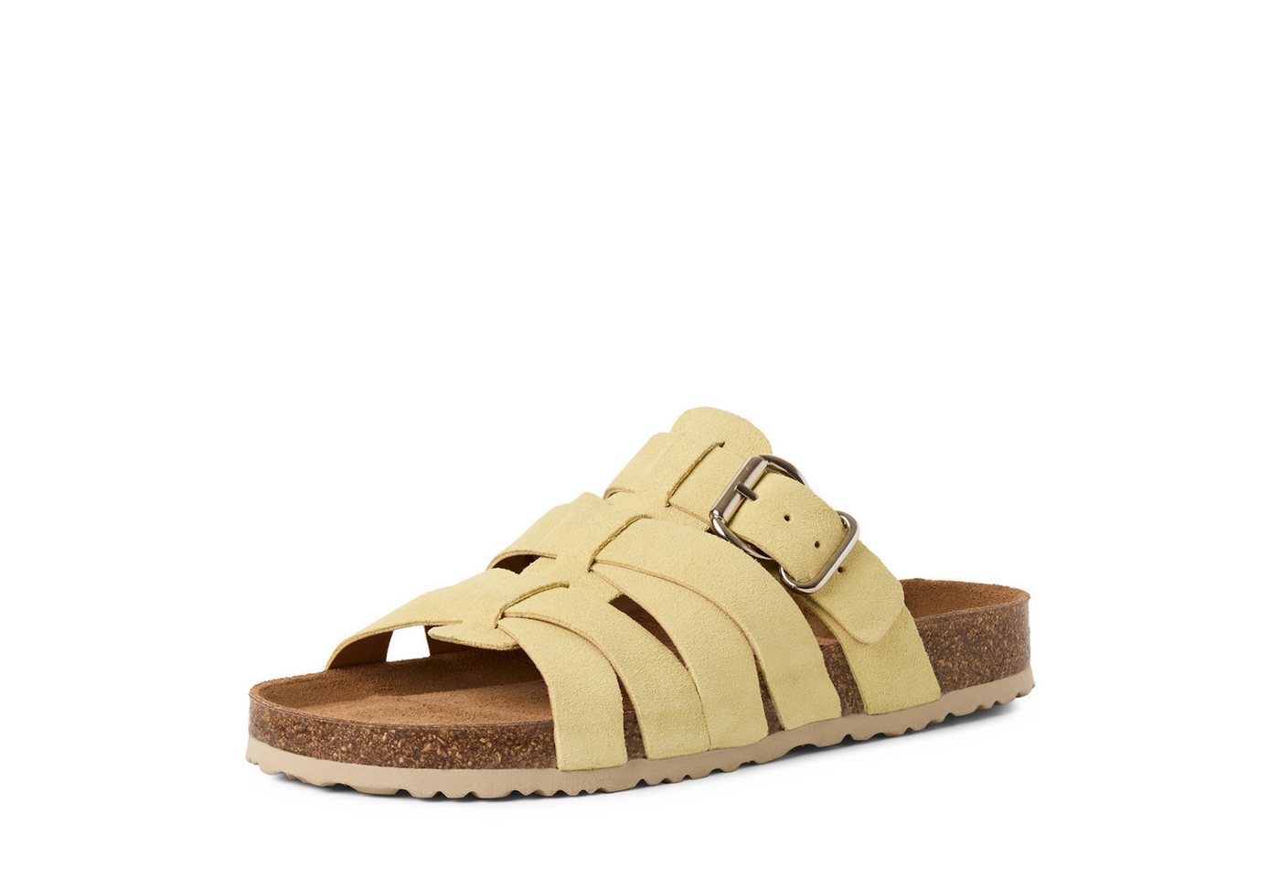 tamaris Pantolette Schlupfschuh, Hausschuh, Sommerschuh mit Veloursleder-Fußbett (gelb)