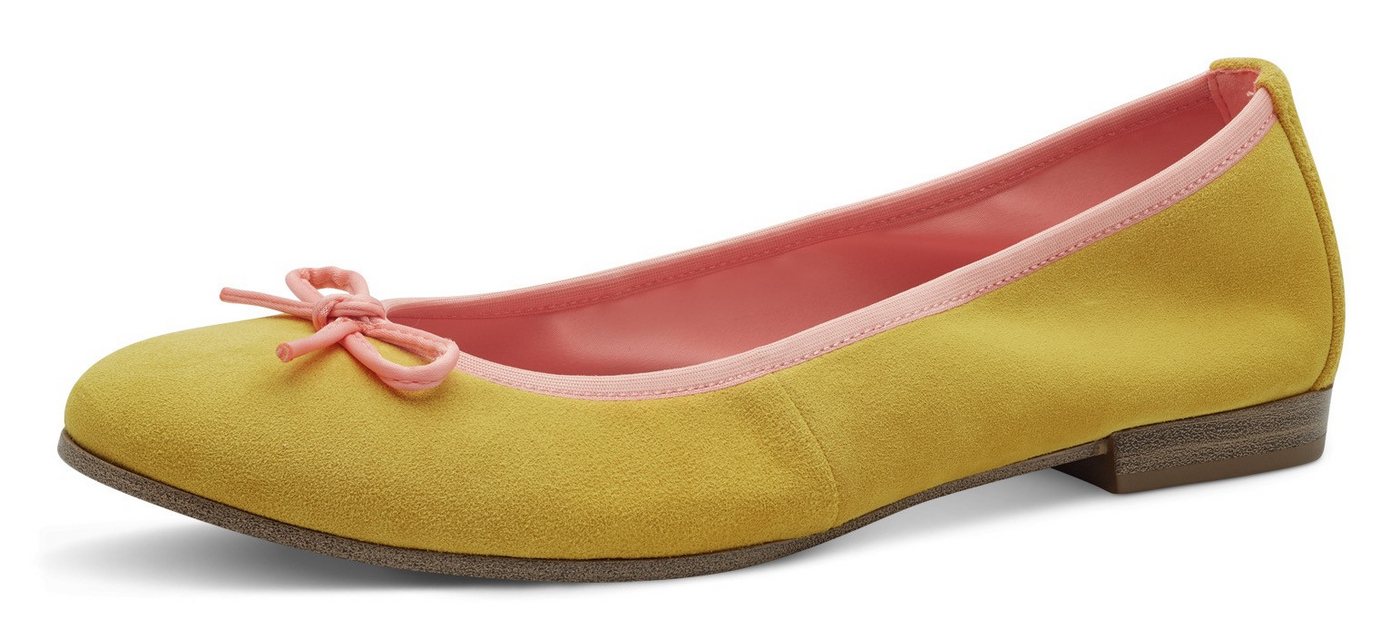 tamaris Ballerina, Blockabsatz, Businessschuh, Schlupfschuh mit süßer Zierschleife (gelb)