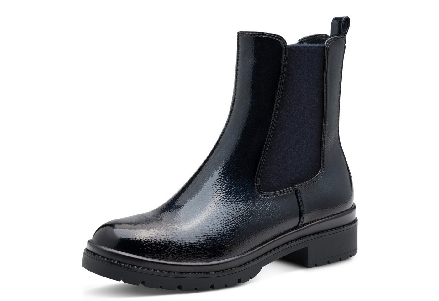 tamaris Chelseaboots, Blockabsatz, Basic, Stiefelette in veganer Verarbeitung (blau)
