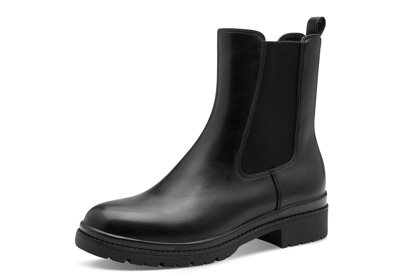 tamaris Chelseaboots, Blockabsatz, Basic, Stiefelette in veganer Verarbeitung