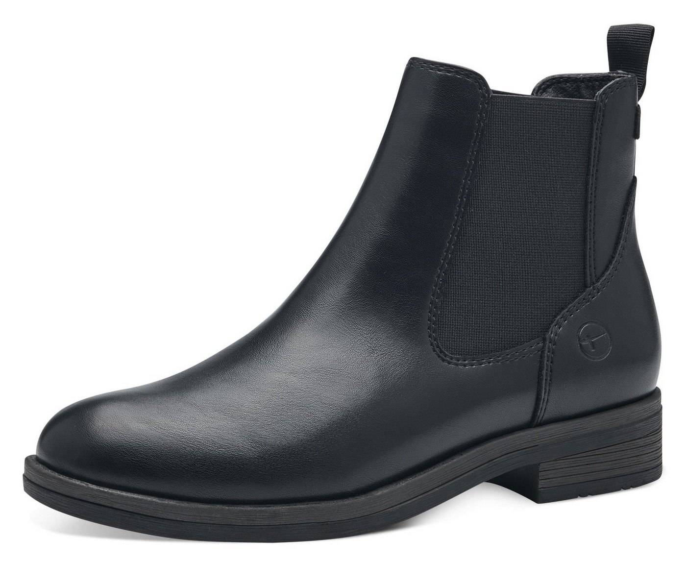 tamaris Chelseaboots, Blockabsatz, Stiefelette, Businessschuh, Schlupfschuh, Anziehlasche (schwarz)