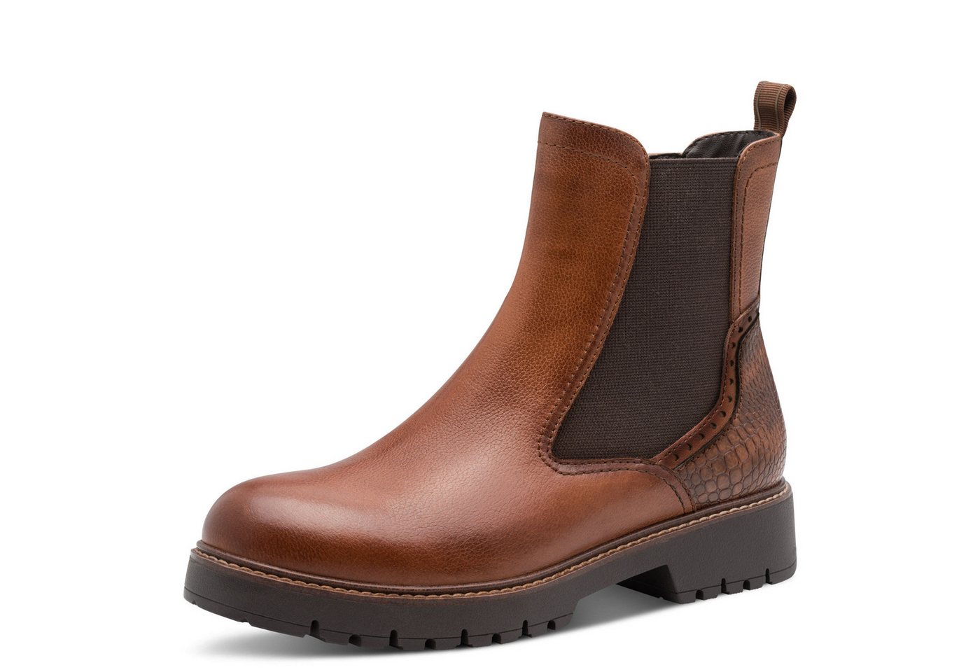 tamaris Chelseaboots, Blockabsatz, Stiefelette mit Kontrast-Rahmennaht