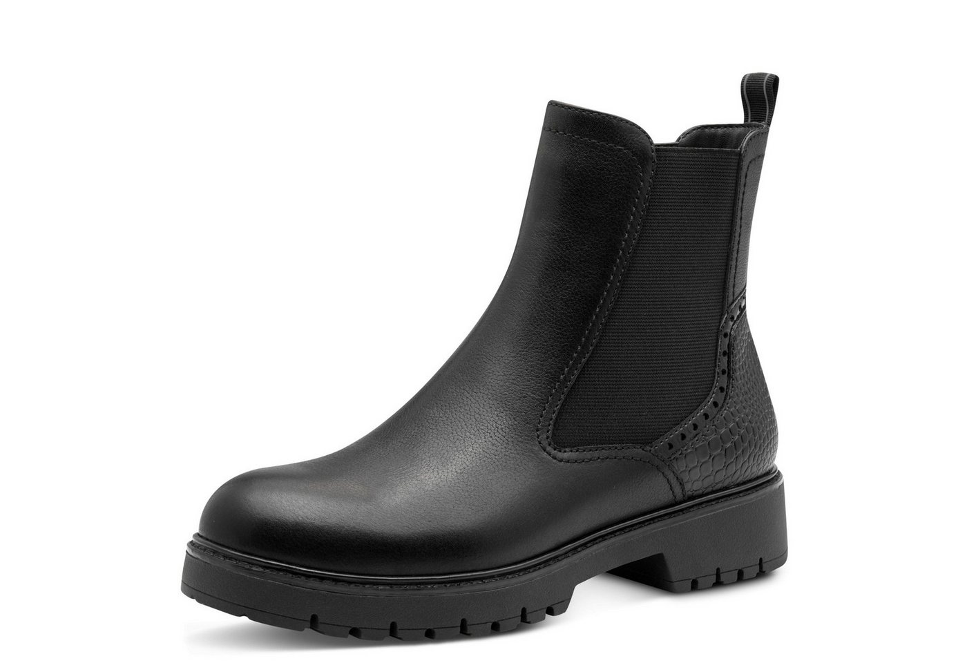 tamaris Chelseaboots, Blockabsatz, Stiefelette mit Kontrast-Rahmennaht