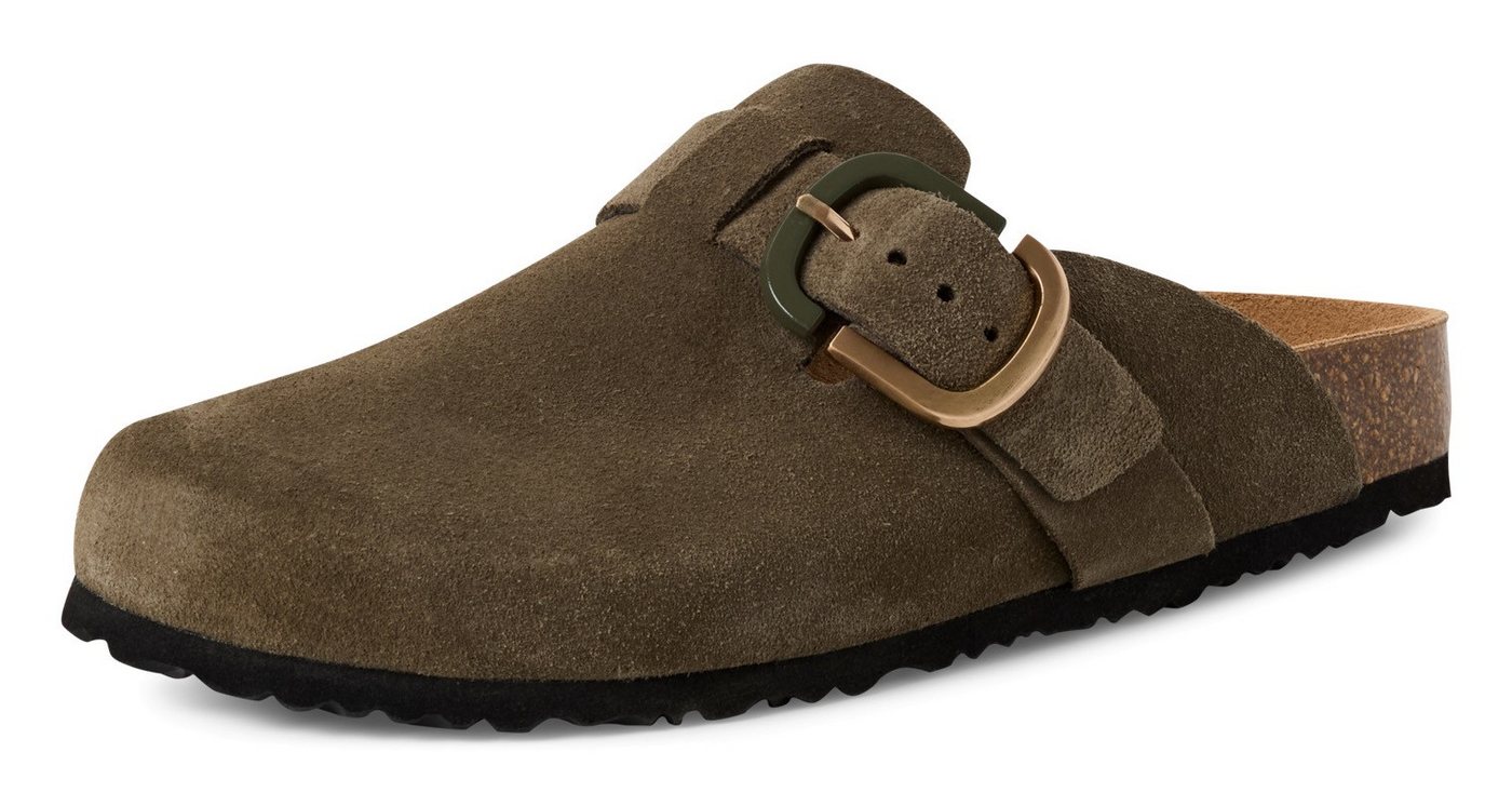 tamaris Clog, Hausschuh, Schupfschuh, Bequemschuh mit verstellbarer Schnalle (grün)