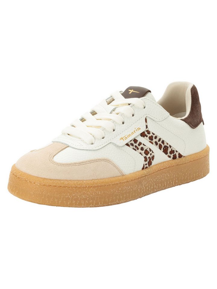 tamaris COMFORT-Lining, Removable Sock aus Leder Sneaker COMFORT-Lining (beige/weiß)