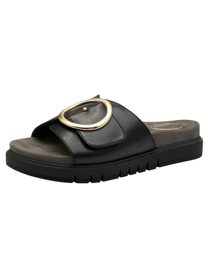 tamaris WIDE FIT MultiAdjustable, comfortFit aus Leder Pantolette MultiAdjustable (schwarz/weiß)