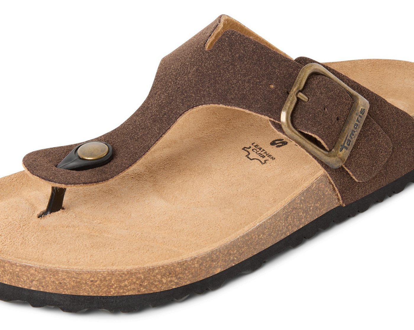 tamaris CORRA Zehentrenner Sommerschuh, Schlupfschuh mit angenehmen Zehensteg (braun)