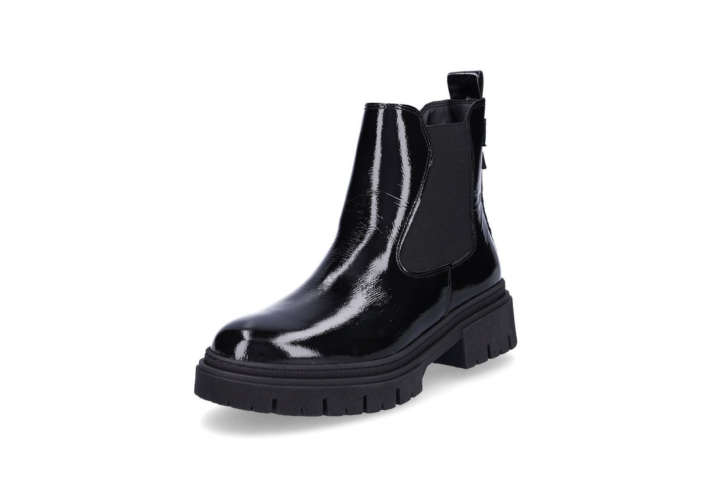 tamaris Damen Chelsea Boot schwarz Lack Chelseaboots