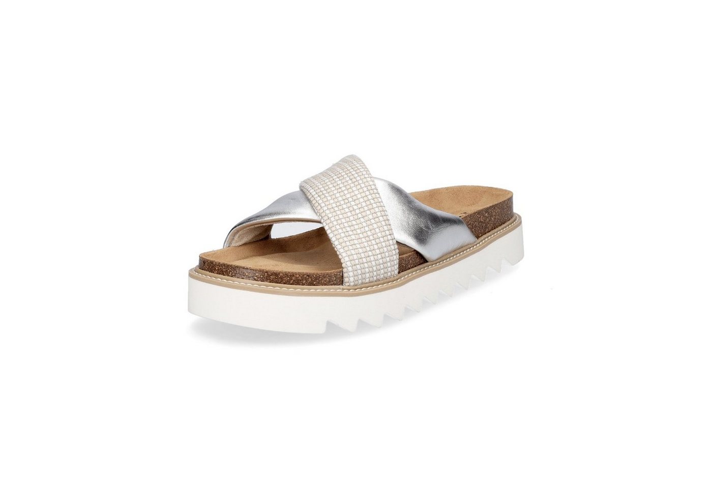 tamaris Damen Pantolette silber kombi Pantolette