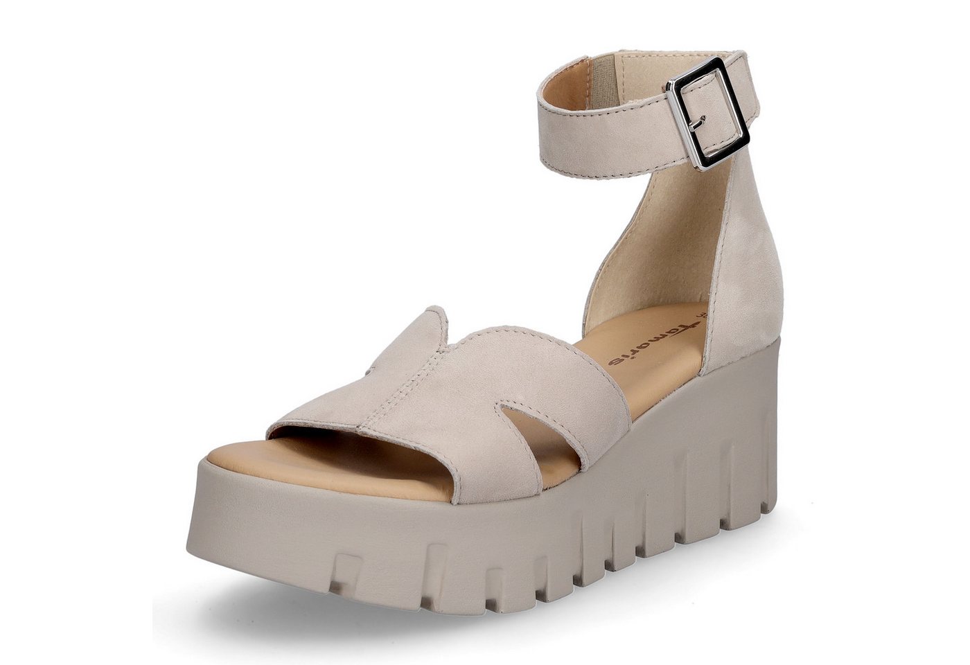tamaris Damen Plateau Sandalette taupe Sandale