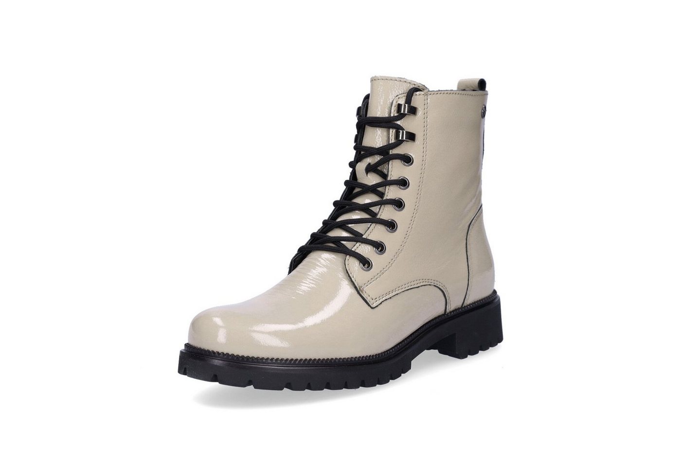 tamaris Damen Schnürboot beige Lack Schnürboots