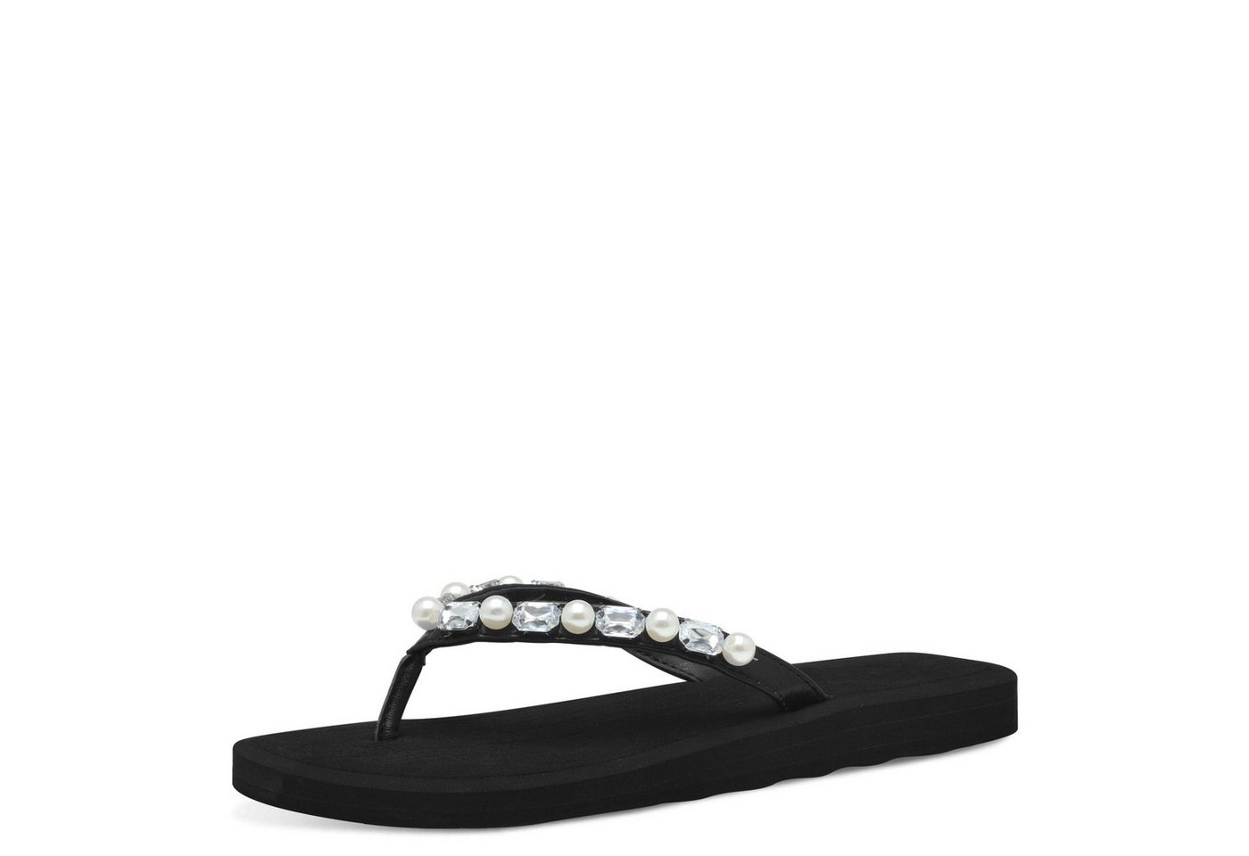 tamaris Damen Zehentrenner Pantolette 1-27121-44-043 BLACK GLAM Zehentrenner