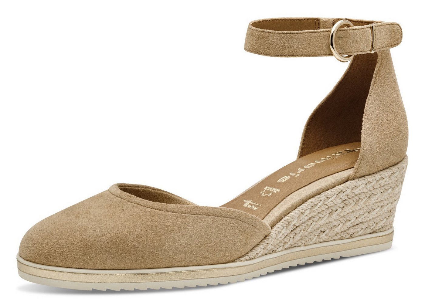 tamaris Keilpumps, Keilabsatz, Schlupfschuh, Riemchensandale mit modischem Jute-Besatz