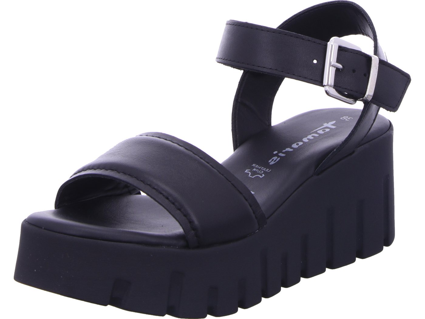 tamaris Keilsandalette echtes Leder (schwarz)
