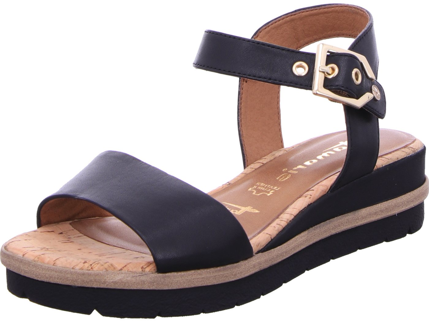 tamaris Keilsandalette echtes Leder (schwarz)