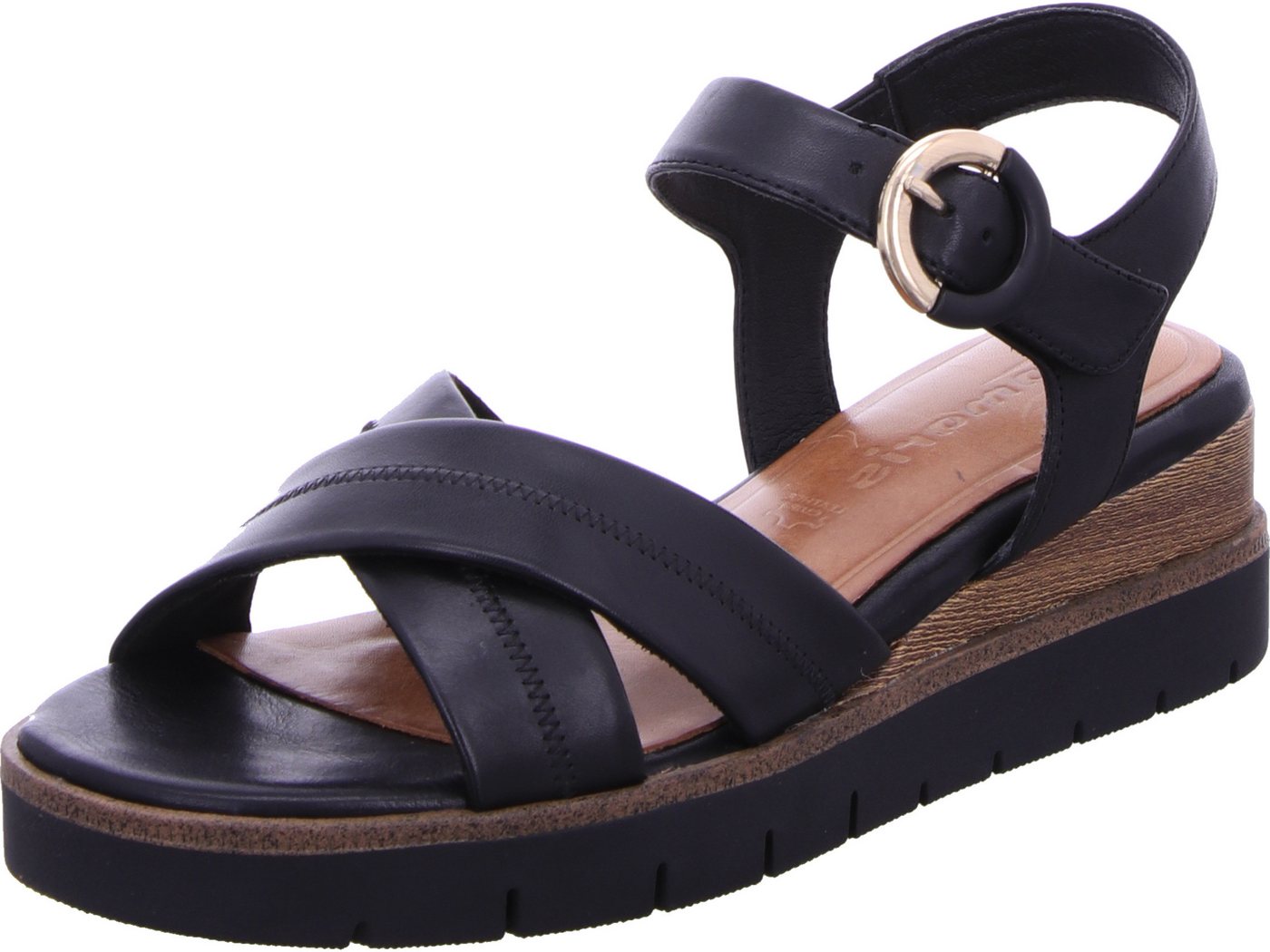 tamaris Keilsandalette echtes Leder (schwarz)