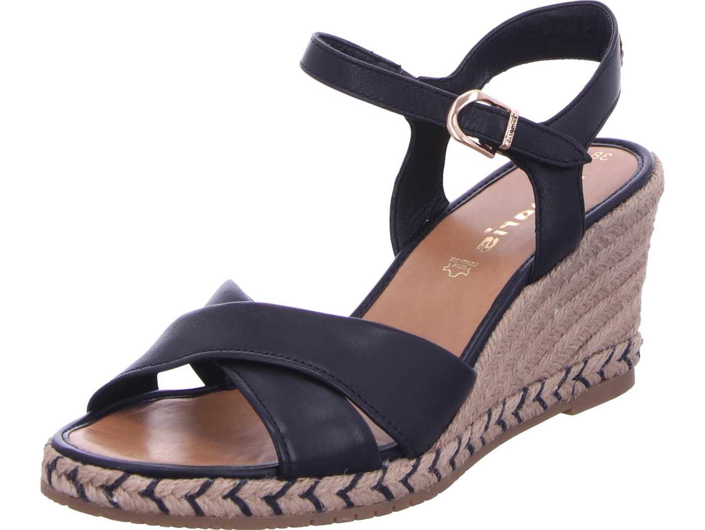 tamaris Keilsandalette echtes Leder (schwarz)