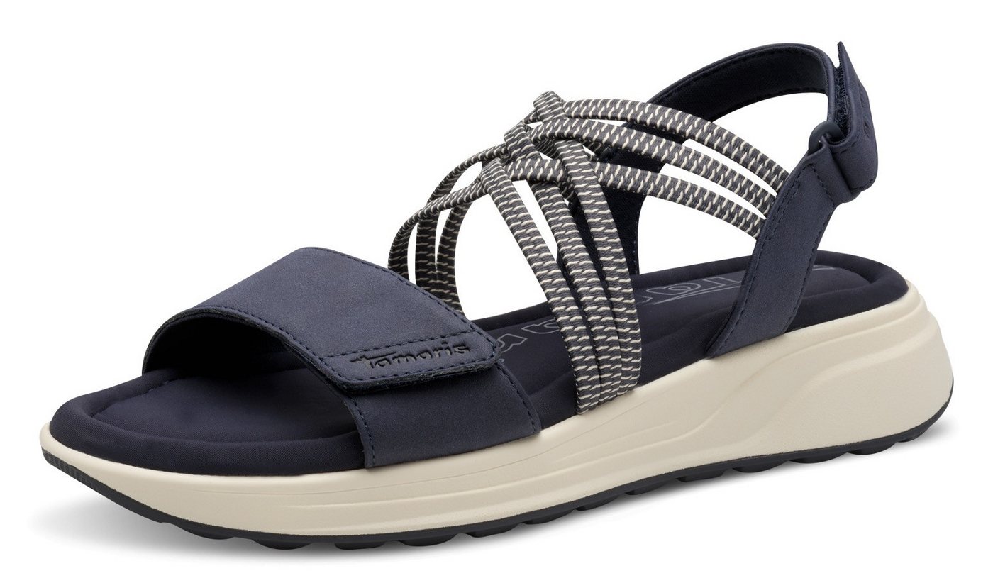 tamaris Keilsandalette, Plateau, Bequemschuh, Sandale mit elastischen, überkreuzten Riemchen