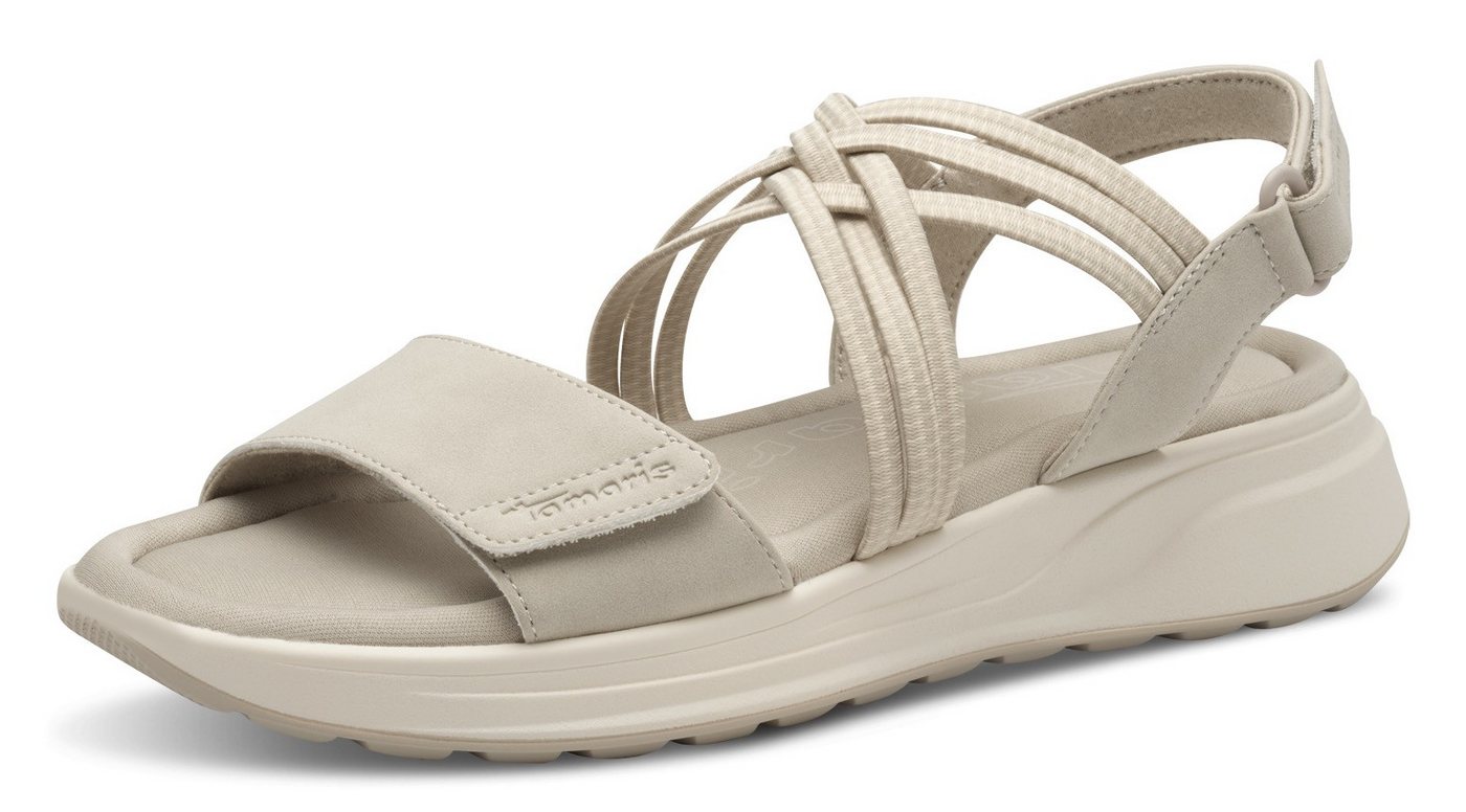 tamaris Keilsandalette, Plateau, Bequemschuh, Sandale mit elastischen, überkreuzten Riemchen
