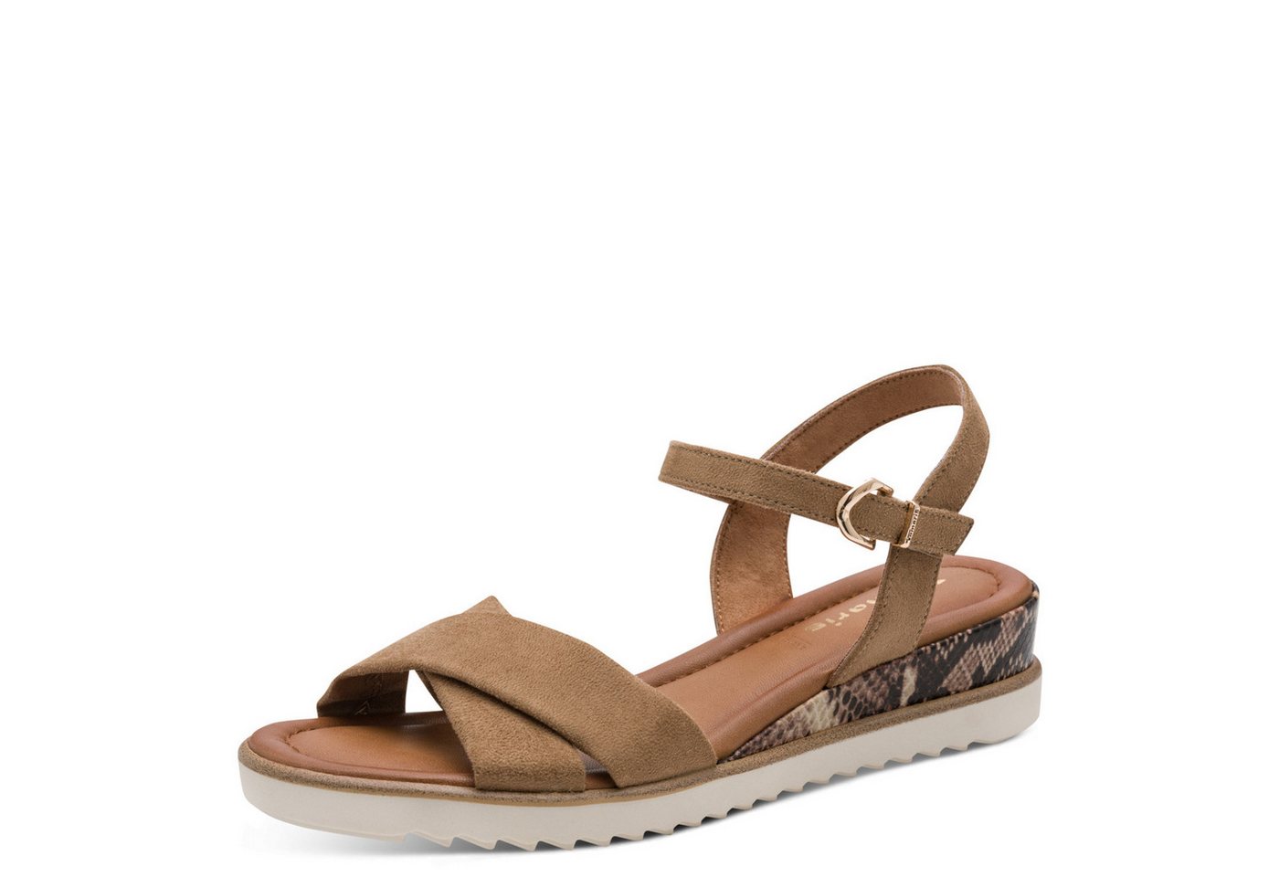 tamaris Keilsandalette Riemchensandale, Sommerschuh in veganer Verarbeitung (beige)
