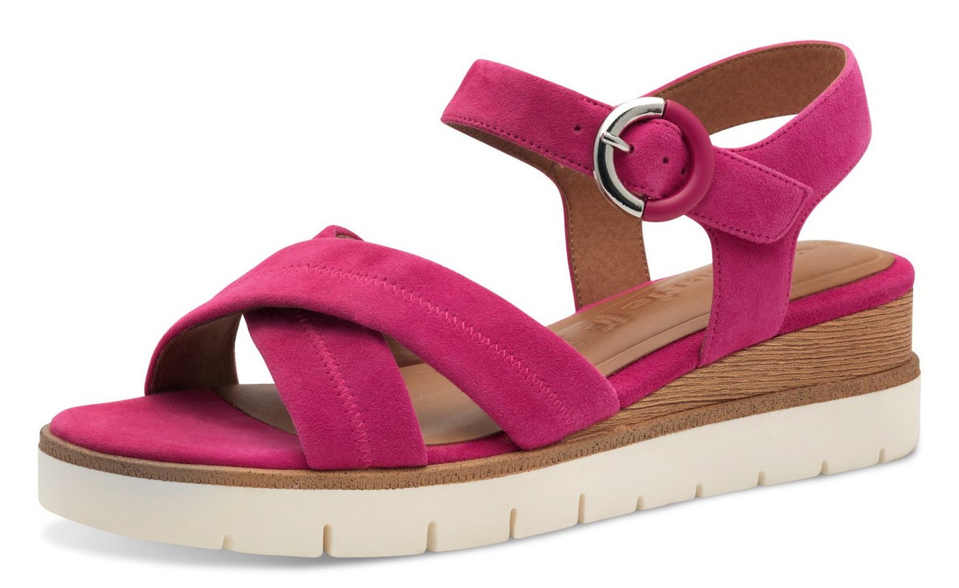 tamaris Keilsandalette, Riemchensandale, Sommerschuh mit dezenten Ziernähten