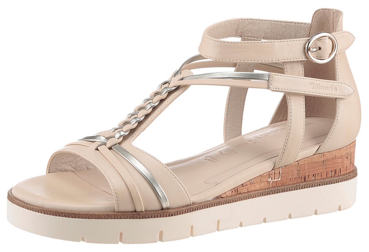 tamaris Keilsandalette, Riemchensandale, Sommerschuh mit Flechtriemchen