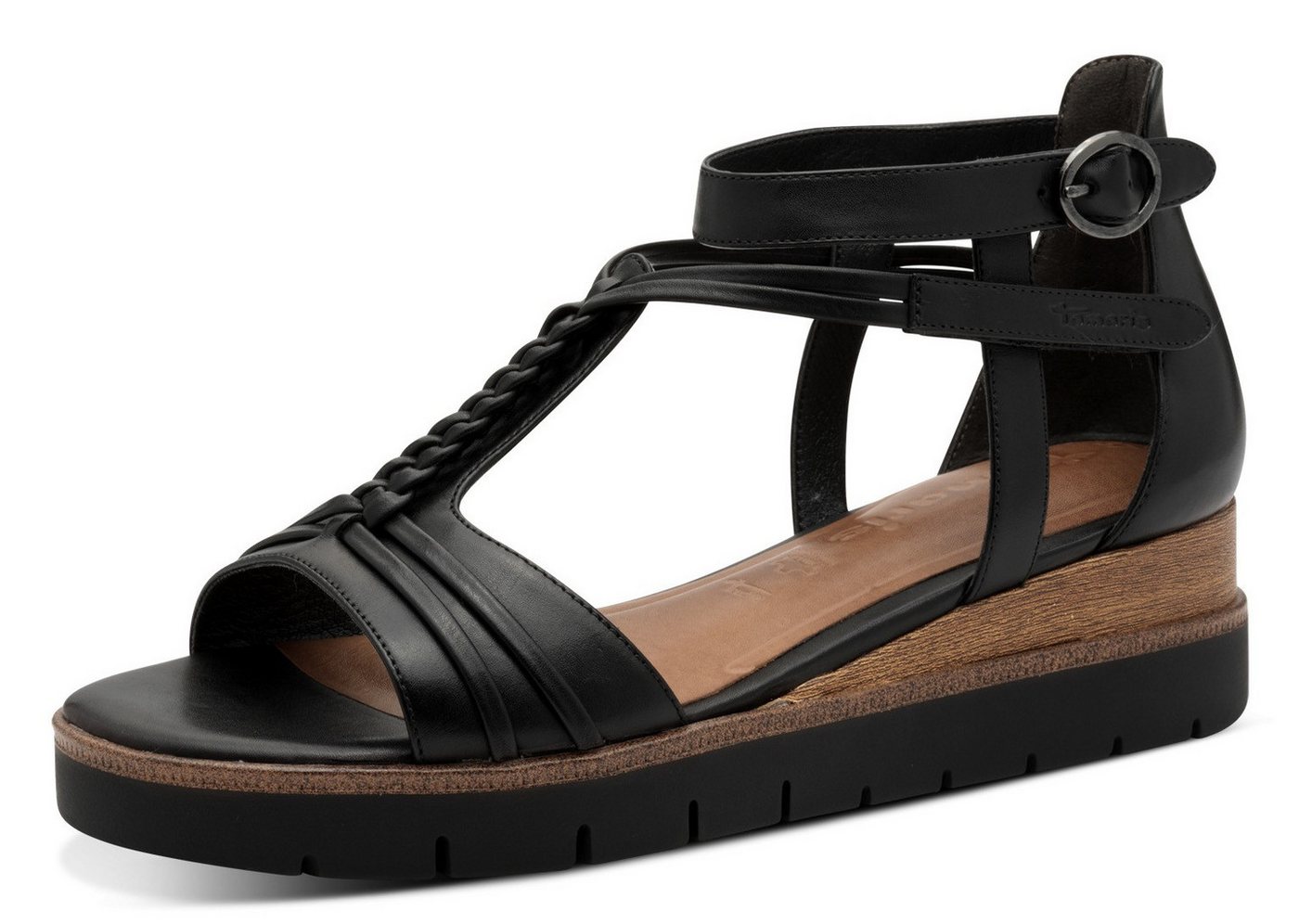 tamaris Keilsandalette, Riemchensandale, Sommerschuh mit Flechtriemchen