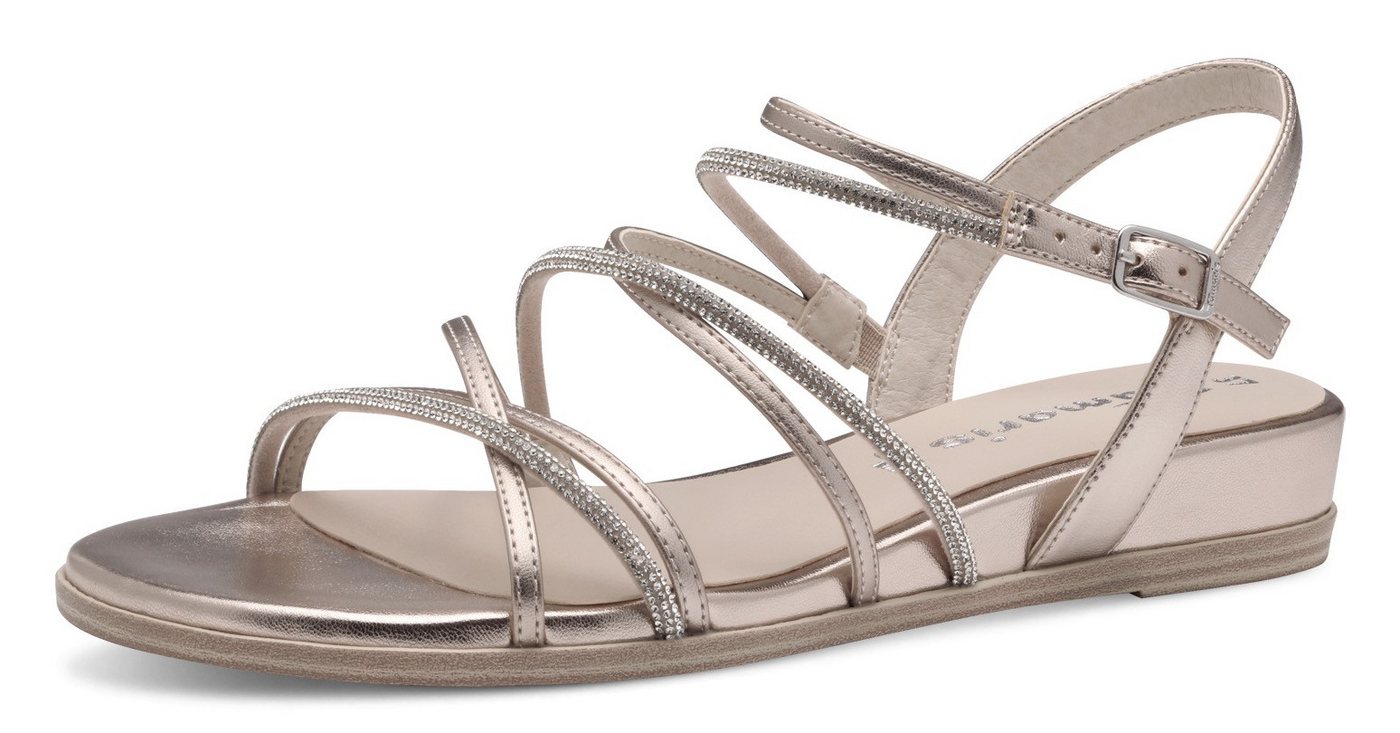 tamaris Keilsandalette, Riemchensandale, Sommerschuh mit glitzernden Strasssteinchen