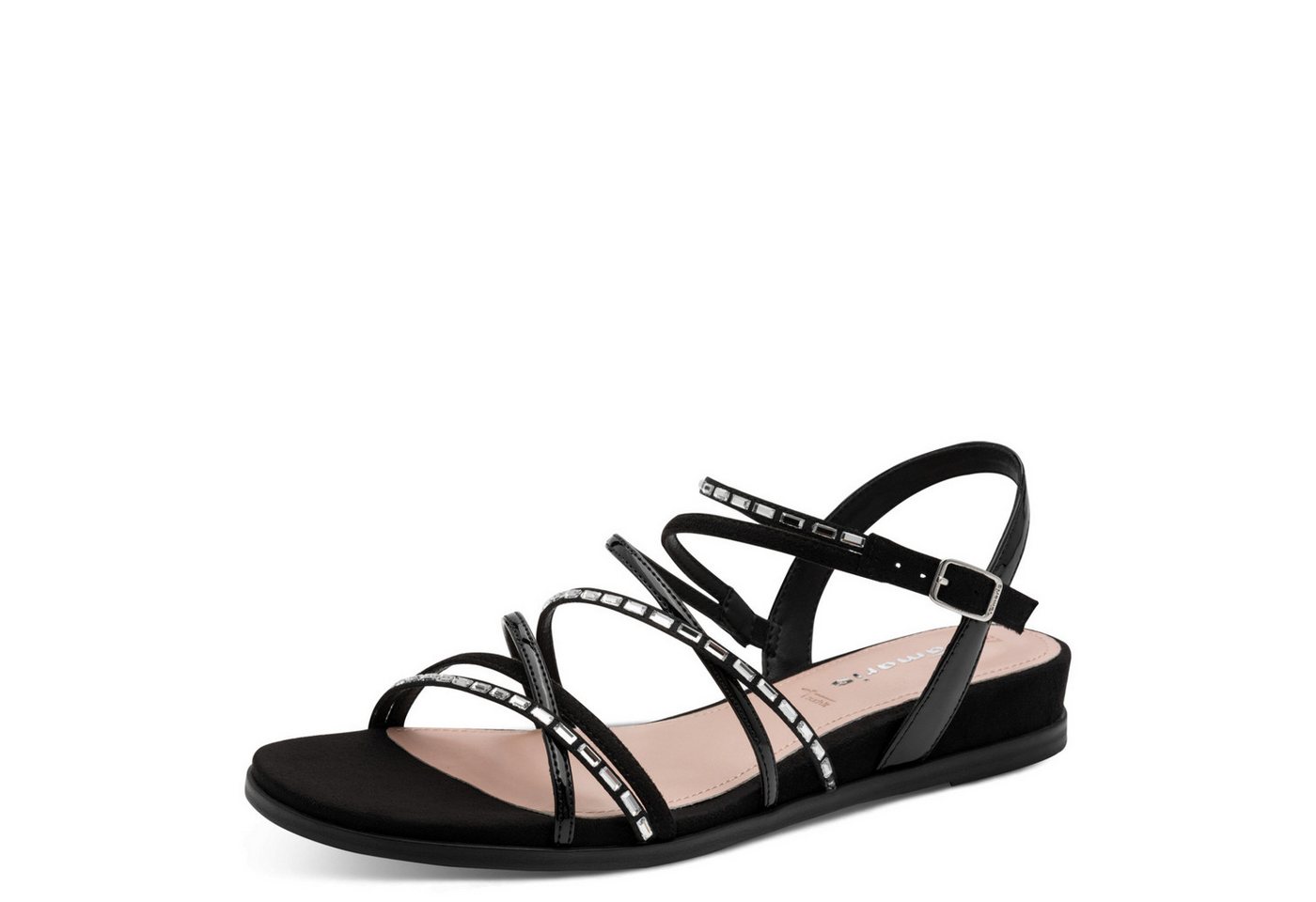 tamaris Keilsandalette, Riemchensandale, Sommerschuh mit glitzernden Strasssteinchen