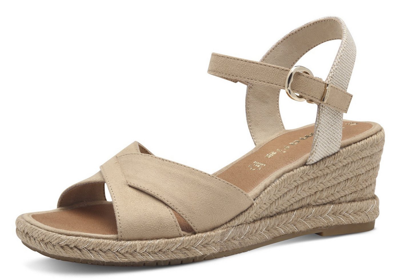 tamaris Keilsandalette, Riemchensandale, Sommerschuh mit modischer Kreuzbandage (braun)
