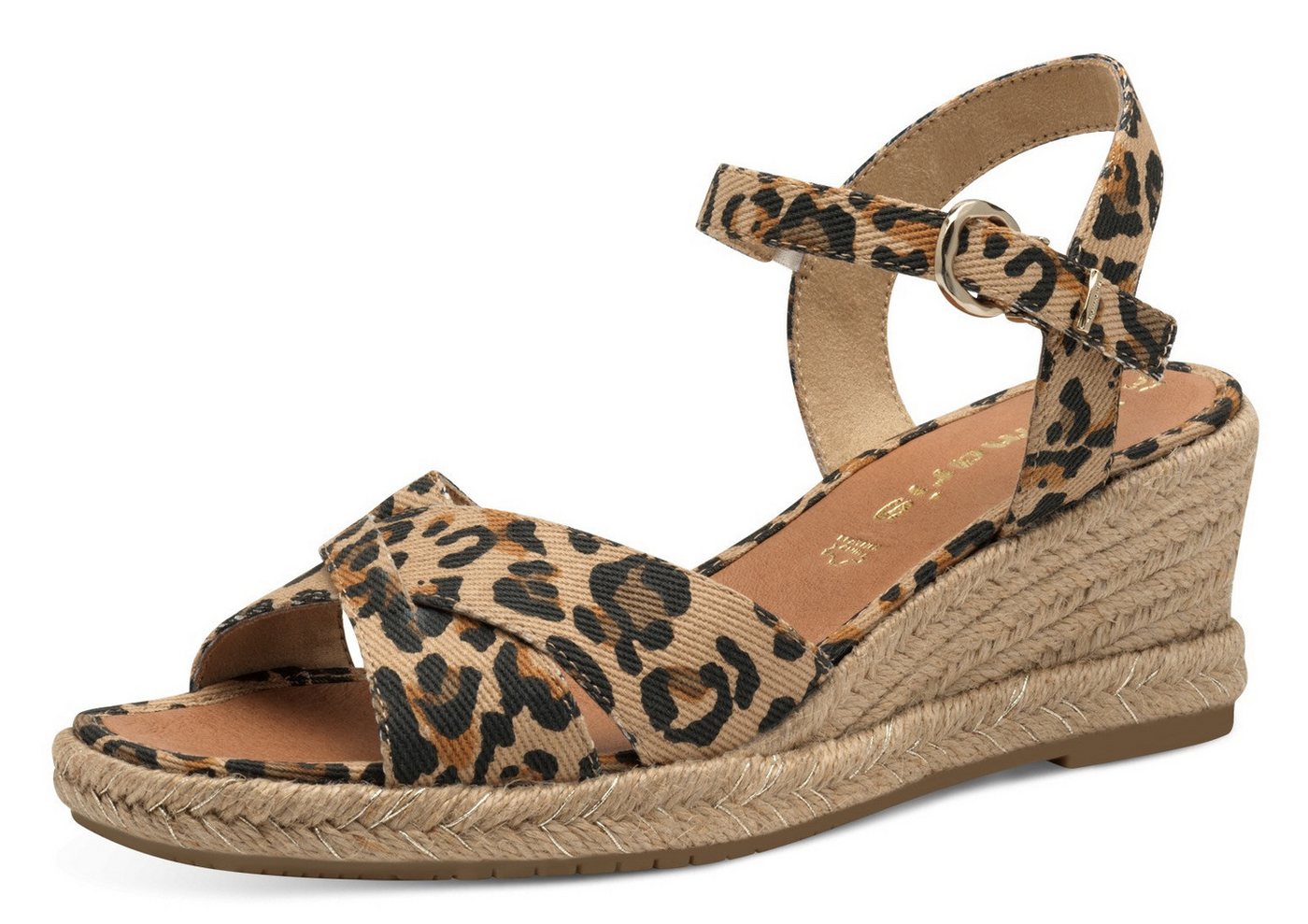 tamaris Keilsandalette, Riemchensandale, Sommerschuh mit modischer Kreuzbandage (leodruck)