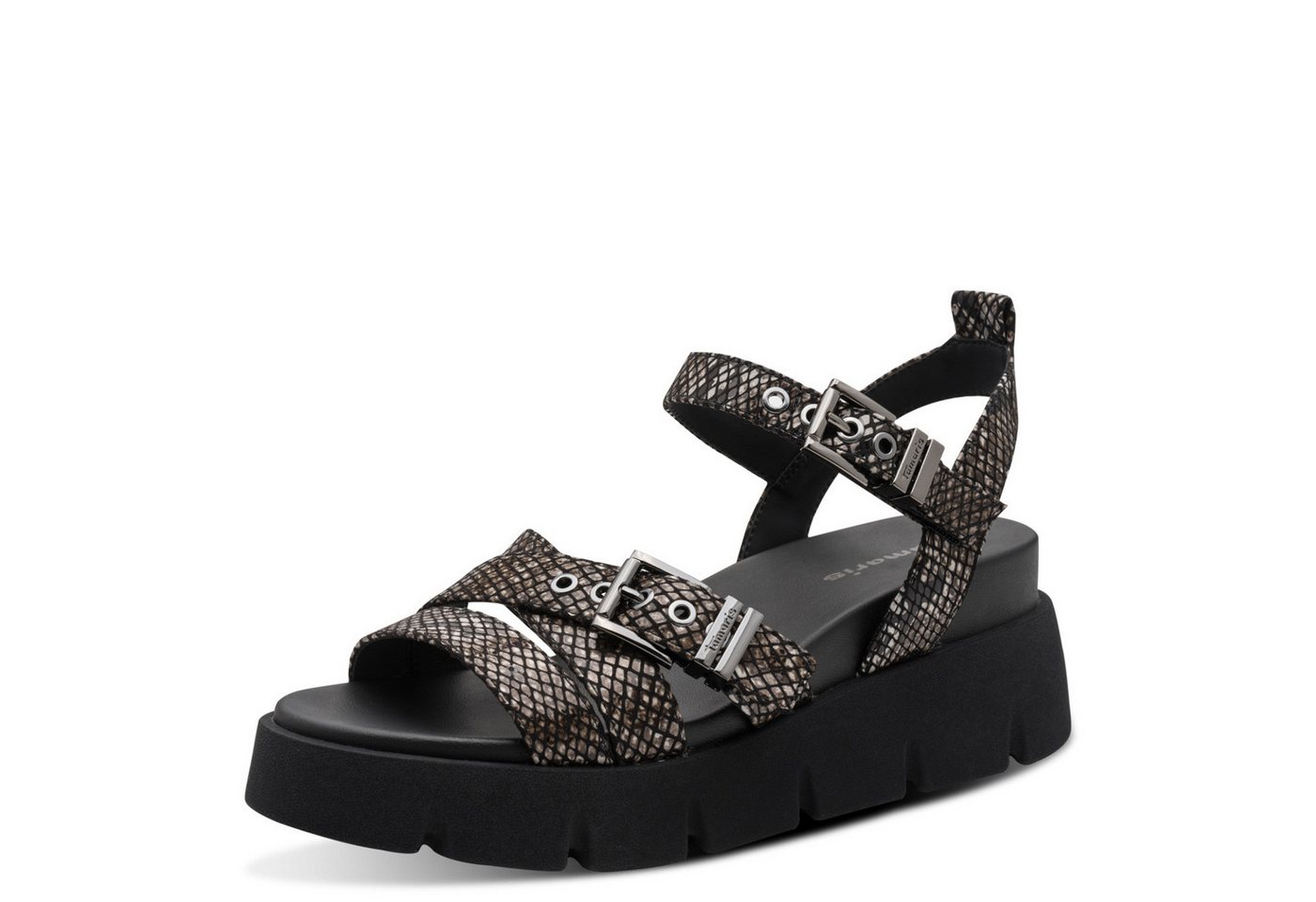 tamaris Keilsandalette Sommerschuh, Riemchensandale im angesagten Snake-Look