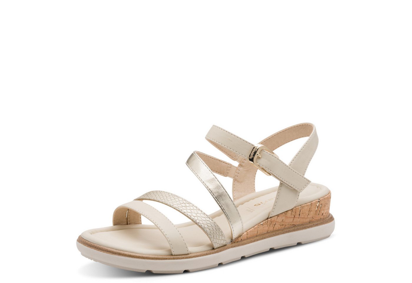 tamaris Keilsandalette Sommerschuh, Riemchensandale in veganer Verarbeitung (beige)