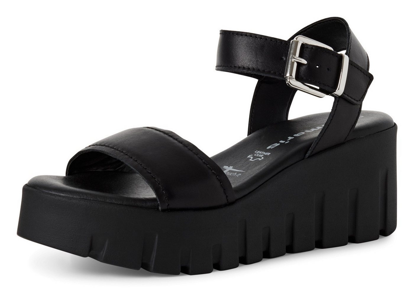 tamaris Keilsandalette Sommerschuh, Riemchensandale mit modischer Plateausohle (schwarz)
