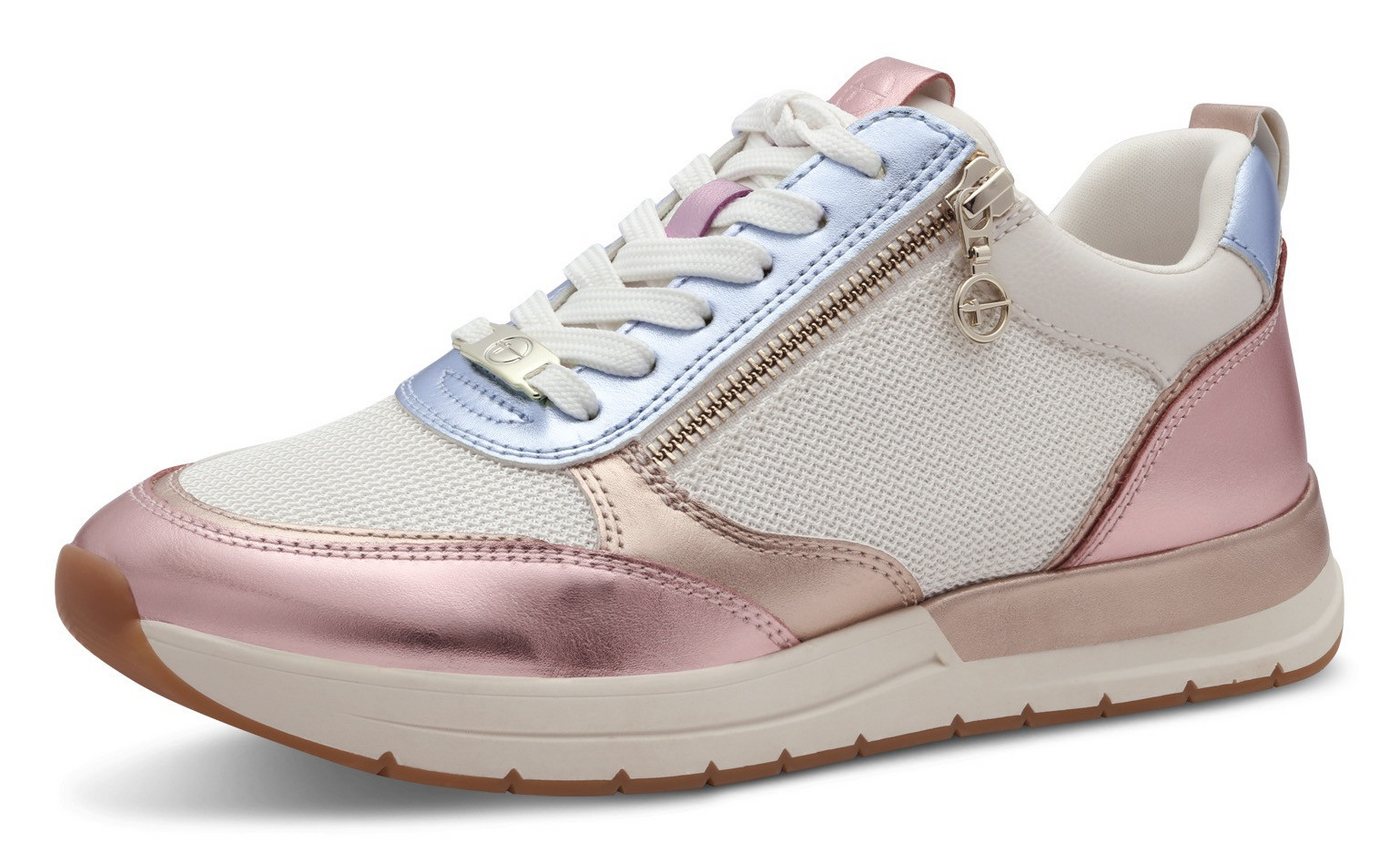 tamaris Keilsneaker, Freizeitschuh, Halbschuh, in schmaler Form, vegane Verarbeitung (rosé metallic)