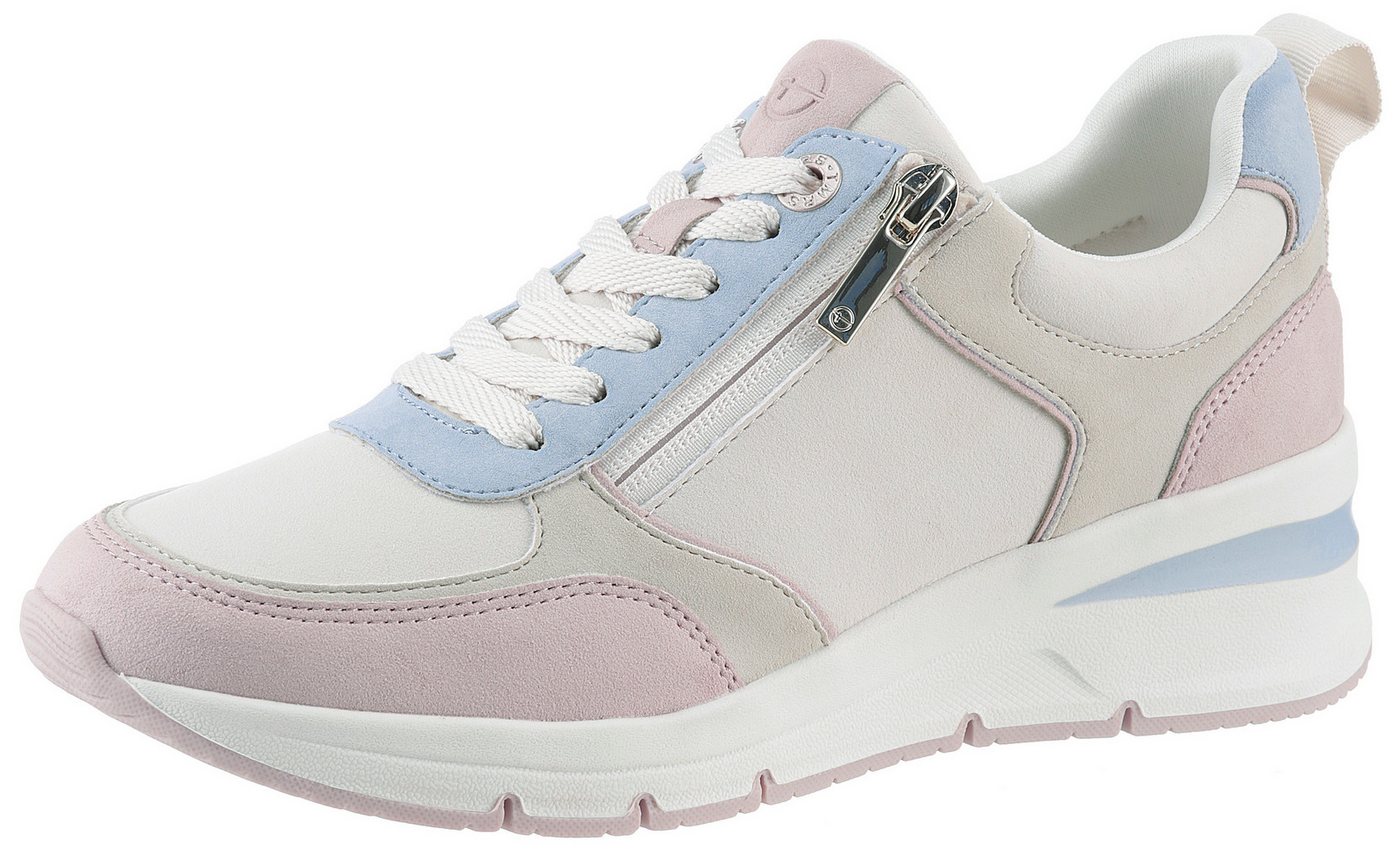 tamaris Keilsneaker, Freizeitschuh, Halbschuh, Schnürschuh mit Außenreißverschluss (blau)