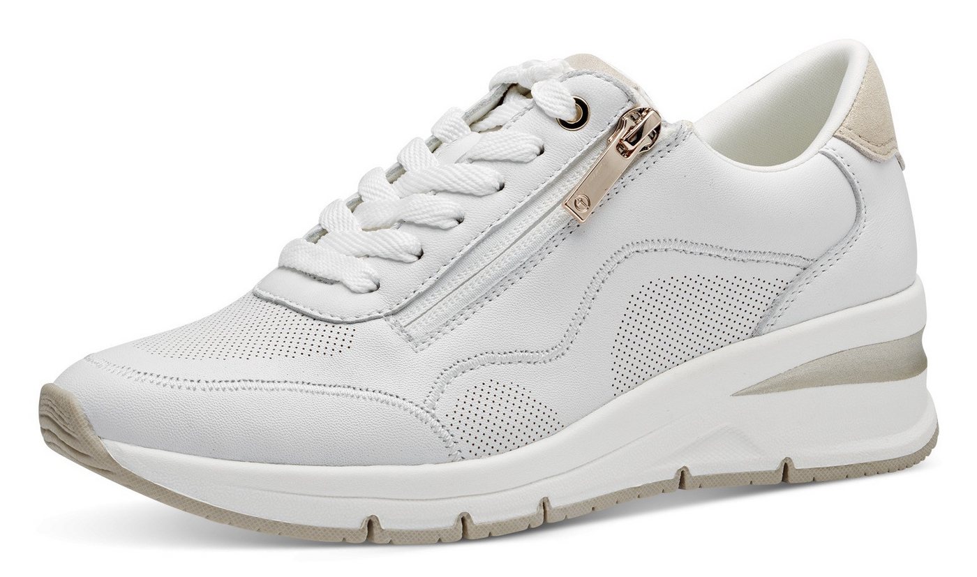 tamaris Keilsneaker, Freizeitschuh, Halbschuh, Schnürschuh mit Außenreißverschluss (weiß)
