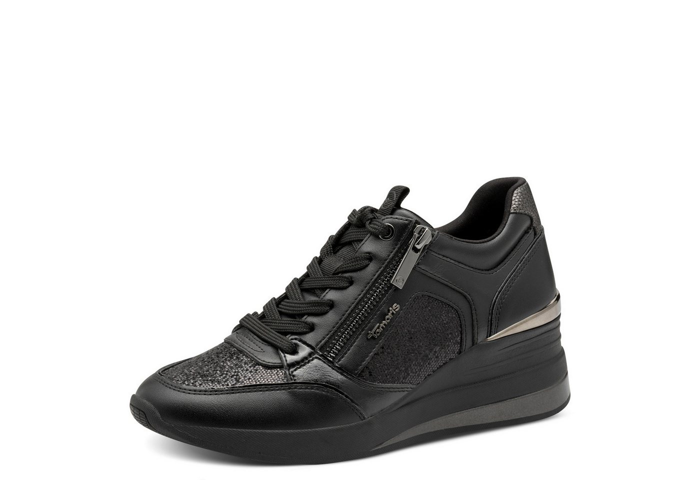 tamaris Keilsneaker, Freizeitschuh, Halbschuh, Schnürschuh mit Glitzerdetails