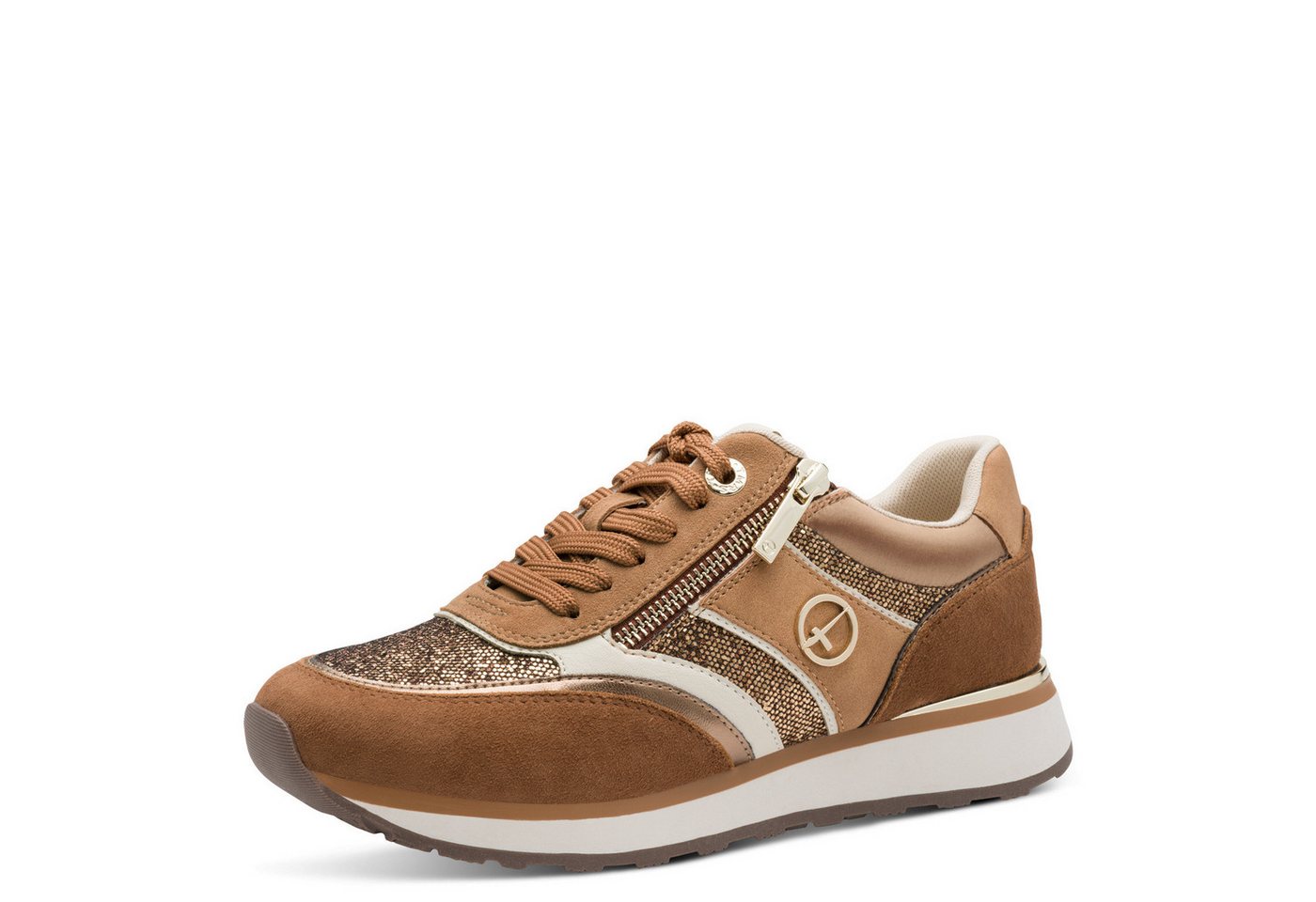 tamaris Keilsneaker, Freizeitschuh, Halbschuh, Schnürschuh mit Kontrastbesätzen (braun)