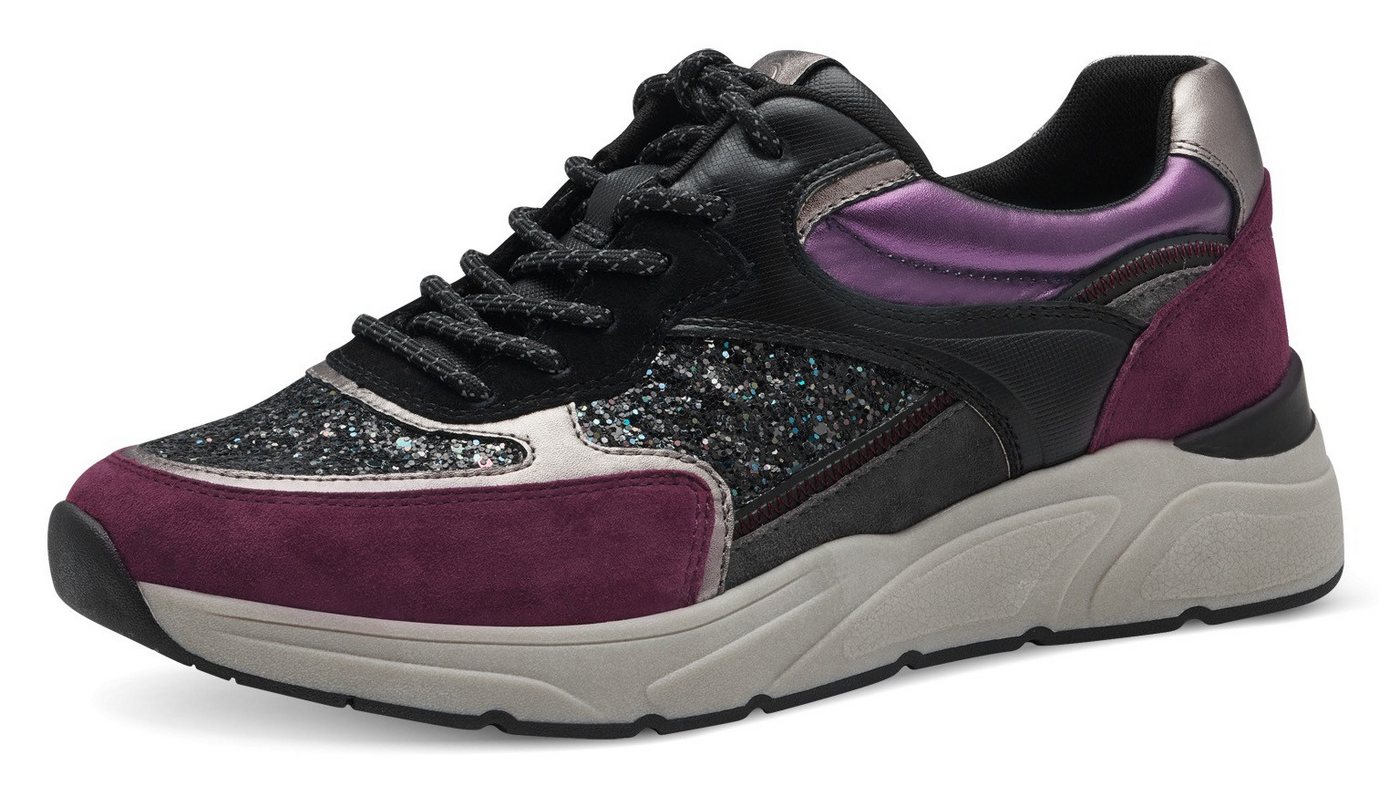 tamaris Keilsneaker, Schnürschuh, Halbschuh, Freizeitschuh, farbenfrohe Kontrastbesätze